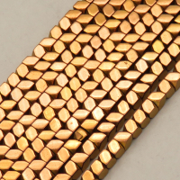 Non-magnetic Synthetic Hematite Beads Strands,Diagonally Tangent Square,Plating,Brown,3x3mm,Hole:1mm,about 126 pcs/strand,about 13 g/strand,,5 strands/package,16.96"(38mm),XBGB08850vbmb-L020