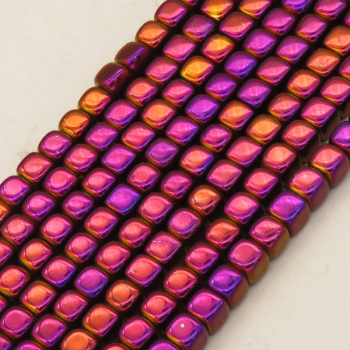 Non-magnetic Synthetic Hematite Beads Strands,Inverted Square,Plating,Purple,6x6mm,Hole:1.2mm,about 63 pcs/strand,about 45 g/strand,,5 strands/package,16.96"(38mm),XBGB08882ablb-L020