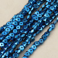 Non-magnetic Synthetic Hematite Beads Strands,Center Hole Triangular Tangent Square,Plating,Royal Blue,4x4x2mm,Hole:1mm,about 95 pcs/strand,about 12 g/strand,,5 strands/package,16.96"(38mm),XBGB08904vhha-L020