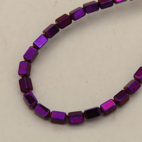 Non-magnetic Synthetic Hematite Beads Strands,Faceted Rectangle,Plating,Purple,2x4mm,Hole:1mm,about 94 pcs/strand,about 9 g/strand,,5 strands/package,16.96"(38mm),XBGB08936ablb-L020
