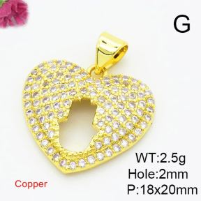 Brass Cubic Zirconia Pendants,Heart-Shaped,Hollow Palm,Gold,18x20mm,Hole:2mm,about 2.5g/pc,5 pcs/package,XFPC02913ablb-L017