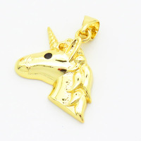 Brass Cubic Zirconia Pendants,Horse Head,Gold,21x15mm,Hole:2mm,about 1.9g/pc,5 pcs/package,XFPC02959vail-L017
