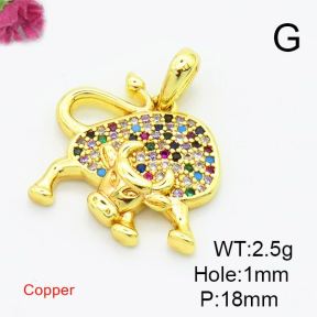 Brass Cubic Zirconia Pendants,Cattle,Gold,18mm,Hole:1mm,about 2.5g/pc,5 pcs/package,XFPC02992aajl-L017