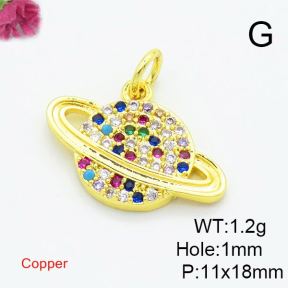 Brass Cubic Zirconia Pendants,Round,Gold,11x18mm,Hole:1mm,about 1.2g/pc,5 pcs/package,XFPC02998aajl-L017