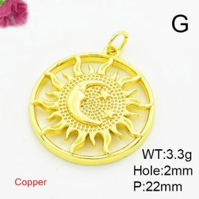 Brass Pendants,Round,Gold,22mm,Hole:2mm,about 3.3g/pc,5 pcs/package,XFPC03016aajl-L017