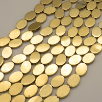Non-magnetic Synthetic Hematite Beads Strands,Flat Wafer,Plating,Dark Gold,10x13x2.5mm,Hole:1.2mm,about 30 pcs/strand,about 35 g/strand,5 strands/package,14.96"(38mm),XBGB08960vbnb-L020