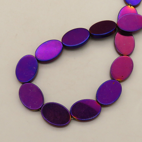 Non-magnetic Synthetic Hematite Beads Strands,Flat Wafer,Plating,Purple,10x13x2.5mm,Hole:1.2mm,about 30 pcs/strand,about 35 g/strand,5 strands/package,14.96"(38mm),XBGB08964vbnb-L020