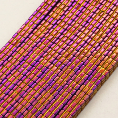 Non-magnetic Synthetic Hematite Beads Strands,Striped Square,Plating,Purple Sapphire Blue,4x4x2mm,Hole:1mm,about 190 pcs/strand,about 24 g/strand,5 strands/package,14.96"(38mm),XBGB09014vbnb-L020