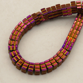 Non-magnetic Synthetic Hematite Beads Strands,Striped Square,Plating,Purple Sapphire Blue,4x4x2mm,Hole:1mm,about 190 pcs/strand,about 24 g/strand,5 strands/package,14.96"(38mm),XBGB09014vbnb-L020