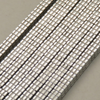 Non-magnetic Synthetic Hematite Beads Strands,Striped Square,Plating,Silver White,4x4x2mm,Hole:1mm,about 190 pcs/strand,about 24 g/strand,5 strands/package,14.96"(38mm),XBGB09016vbnb-L020