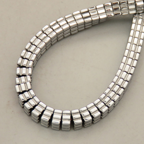 Non-magnetic Synthetic Hematite Beads Strands,Striped Square,Plating,Silver White,4x4x2mm,Hole:1mm,about 190 pcs/strand,about 24 g/strand,5 strands/package,14.96"(38mm),XBGB09016vbnb-L020