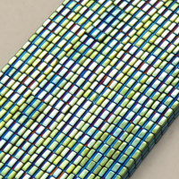 Non-magnetic Synthetic Hematite Beads Strands,Striped Square,Plating,Cyan Blue,4x4x2mm,Hole:1mm,about 190 pcs/strand,about 24 g/strand,5 strands/package,14.96"(38mm),XBGB09026vbnb-L020