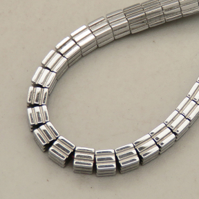 Non-magnetic Synthetic Hematite Beads Strands,Striped Square,Plating,Silver White,3x3mm,Hole:1mm,about 127 pcs/strand,about 13 g/strand,5 strands/package,14.96"(38mm),XBGB09028vbnb-L020