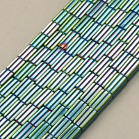 Non-magnetic Synthetic Hematite Beads Strands,Striped Rectangle,Plating,Cyan Blue,4x8mm,Hole:1mm,about 48 pcs/strand,about 23 g/strand,5 strands/package,14.96"(38mm),XBGB09078vbnb-L020