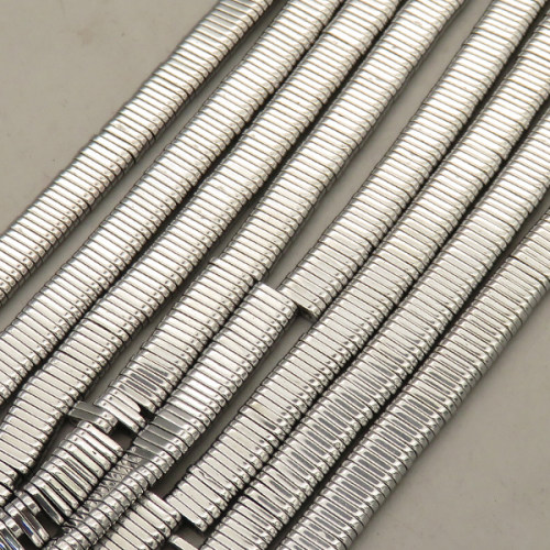 Non-magnetic Synthetic Hematite Beads Strands,Double Hole Oval,Plating,Silver White,3x6.5x1mm,Hole:1.2mm,about 380 pcs/strand,about 28 g/strand,5 strands/package,14.96"(38mm),XBGB09082bhva-L020