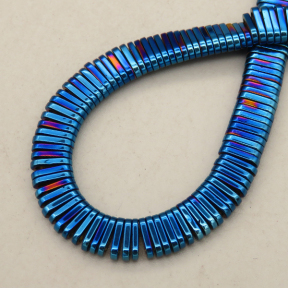 Non-magnetic Synthetic Hematite Beads Strands,Double Hole Oval,Plating,Royal Blue,3x6.5x1mm,Hole:1.2mm,about 380 pcs/strand,about 28 g/strand,5 strands/package,14.96"(38mm),XBGB09092bhva-L020