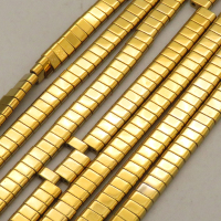 Non-magnetic Synthetic Hematite Beads Strands,Double Hole Oval,Plating,Golden,6x3x3mm,Hole:1.2mm,about 127 pcs/strand,about 26 g/strand,5 strands/package,14.96"(38mm),XBGB09106bhva-L020