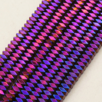 Non-magnetic Synthetic Hematite Beads Strands,Cut Octagonal Squares,Plating,Purple,4x2mm,Hole:1mm,about 190 pcs/strand,about 24 g/strand,5 strands/package,14.96"(38cm),XBGB09120ablb-L020