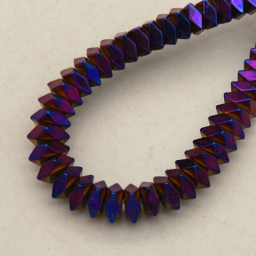 Non-magnetic Synthetic Hematite Beads Strands,Cut Octagonal Squares,Plating,Purple,4x2mm,Hole:1mm,about 190 pcs/strand,about 24 g/strand,5 strands/package,14.96"(38cm),XBGB09120ablb-L020