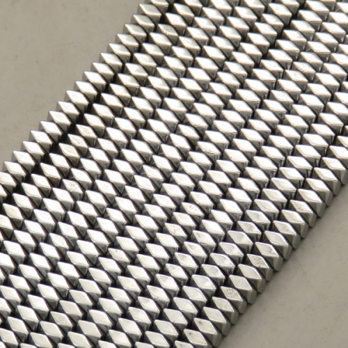 Non-magnetic Synthetic Hematite Beads Strands,Cut Octagonal Squares,Plating,Silver White,4x2mm,Hole:1mm,about 190 pcs/strand,about 24 g/strand,5 strands/package,14.96"(38cm),XBGB09128ablb-L020