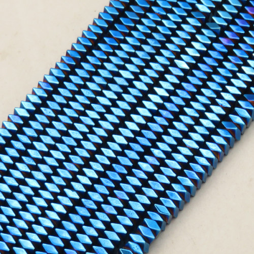 Non-magnetic Synthetic Hematite Beads Strands,Cut Octagonal Squares,Plating,Royal Blue,4x2mm,Hole:1mm,about 190 pcs/strand,about 24 g/strand,5 strands/package,14.96"(38cm),XBGB09142ablb-L020