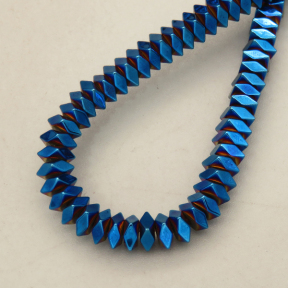 Non-magnetic Synthetic Hematite Beads Strands,Cut Octagonal Squares,Plating,Royal Blue,4x2mm,Hole:1mm,about 190 pcs/strand,about 24 g/strand,5 strands/package,14.96"(38cm),XBGB09142ablb-L020