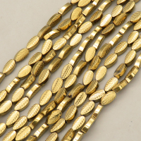 Non-magnetic Synthetic Hematite Beads Strands,Leaves,Plating,Khaki,4x8x2mm,Hole:1mm,about 48 pcs/strand,about 11 g/strand,5 strands/package,14.96"(38cm),XBGB09212bbov-L020