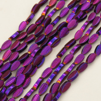 Non-magnetic Synthetic Hematite Beads Strands,Leaves,Plating,Purple,4x8x2mm,Hole:1mm,about 48 pcs/strand,about 11 g/strand,5 strands/package,14.96"(38cm),XBGB09220bbov-L020