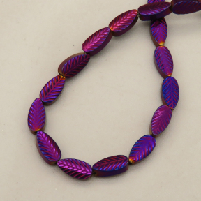 Non-magnetic Synthetic Hematite Beads Strands,Leaves,Plating,Purple,4x8x2mm,Hole:1mm,about 48 pcs/strand,about 11 g/strand,5 strands/package,14.96"(38cm),XBGB09220bbov-L020