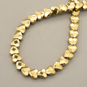 Non-magnetic Synthetic Hematite Beads Strands,Cabochon Heart Cut,Plating,Light Gold,4x4x2mm,Hole:0.8mm,about 115 pcs/strand,about 11 g/strand,5 strands/package,14.96"(38cm),XBGB09224vbnb-L020