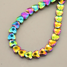 Non-magnetic Synthetic Hematite Beads Strands,Cabochon Heart Cut,Plating,Rainbow,4x4x2mm,Hole:0.8mm,about 115 pcs/strand,about 11 g/strand,5 strands/package,14.96"(38cm),XBGB09232vbnb-L020