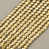 Non-magnetic Synthetic Hematite Beads Strands,Cabochon Heart Cut,Plating,Gold Champagne,4x4x2mm,Hole:0.8mm,about 115 pcs/strand,about 11 g/strand,5 strands/package,14.96"(38cm),XBGB09236vbnb-L020