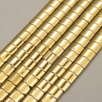 Non-magnetic Synthetic Hematite Beads Strands,Double Hole Arc, Curved Piece,Plating,Light Gold,8x10x3mm,Hole:1mm,about 48 pcs/strand,about 57 g/strand,5 strands/package,14.96"(38cm),XBGB09242ablb-L020