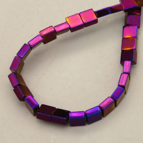 Non-magnetic Synthetic Hematite Beads Strands,Flat Square,Plating,Purple,4x4x2mm,Hole:0.8mm,about 95 pcs/strand,about 15 g/strand,5 strands/package,14.96"(38cm),XBGB09284ablb-L020