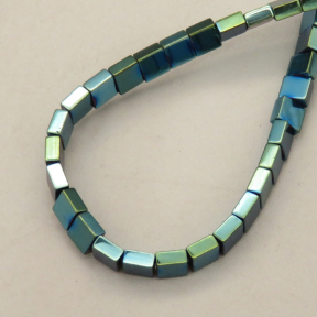 Non-magnetic Synthetic Hematite Beads Strands,Flat Square,Plating,Dark Green,4x4x2mm,Hole:0.8mm,about 95 pcs/strand,about 15 g/strand,5 strands/package,14.96"(38cm),XBGB09294ablb-L020