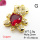 Brass Cubic Zirconia Links Connectors,Bear,Gold,Red,17x16mm,Hole:2mm,about 2.9 g/pc,5 pcs/package,XFL01866baka-L024