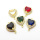 Brass Cubic Zirconia Links Connectors,Heart-Shaped,Gold,Mixed Color,16mm,Hole:2mm,about 3.2 g/pc,5 pcs/package,XFL01870baka-L024