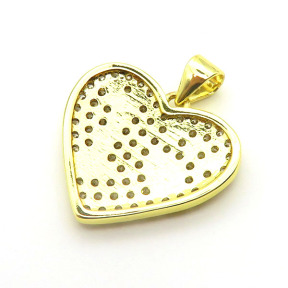 Brass Cubic Zirconia Pendants,Heart-Shaped,Gold,18x20mm,Hole:2mm,about 2.5 g/pc,5 pcs/package,XFPC03096aajl-L024