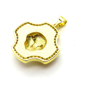 Brass Cubic Zirconia Pendants,Tiger Head,Gold,23mm,Hole:2mm,about 5 g/pc,5 pcs/package,XFPC03135baka-L024