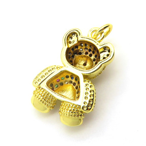 Brass Cubic Zirconia Pendants,Bear,Gold,18x13mm,Hole:2mm,about 3.4 g/pc,5 pcs/package,XFPC03175aajl-L024