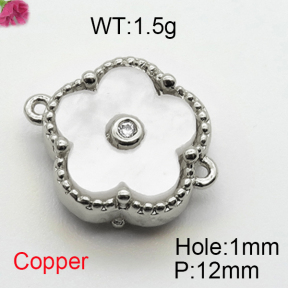 Resin & Zirconia,Brass Links Connectors,Flower,Plating Platinum,Mixed Color,12mm,Hole:1mm,about 1.5g/pc,5 pcs/package,XFL01985aajl-G030