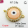 Shell Synthesis & Zirconia,Brass Links Connectors,Round,Devil's Eye,Plating Gold,Light Orange,18mm,Hole:2mm,about 2.8g/pc,5 pcs/package,XFL01929vbll-G030
