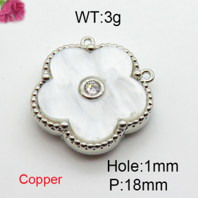 Resin & Zirconia,Brass Links Connectors,Flower,Plating Platinum,Mixed Color,18mm,Hole:1mm,about 3g/pc,5 pcs/package,XFL01961aajl-G030