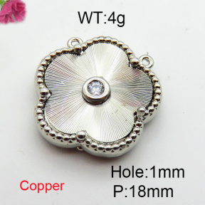 Resin & Zirconia,Brass Links Connectors,Flower,Plating Platinum,Mixed Color,18mm,Hole:1mm,about 3g/pc,5 pcs/package,XFL01961aajl-G030