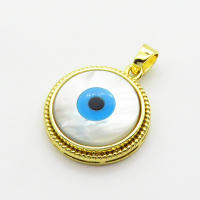 Shell,Brass Pendants,Round,Devil's Eye,Plating Gold,20mm,Hole:2mm,about 4.5g/pc,5 pcs/package,XFPC03220abol-G030