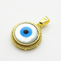 Shell,Brass Pendants,Round,Devil's Eye,Plating Gold,16mm,Hole:2mm,about 2.6g/pc,5 pcs/package,XFPC03226ablb-G030