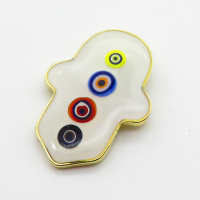 Enamel & Eye Patch Imported from Italy,Brass Pendants,Hamsa Hand/Hand of Fatima/Hand of Miriam,with Devil's Eye,Plating Gold,35x25mm,Hole:3mm,about 5g/pc,3 pcs/package,XFPC03247aivb-G030