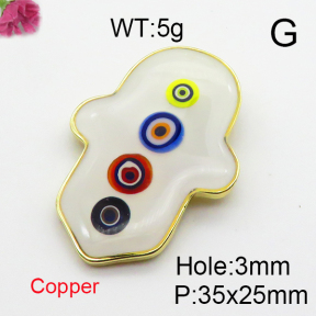 Enamel & Eye Patch Imported from Italy,Brass Pendants,Hamsa Hand/Hand of Fatima/Hand of Miriam,with Devil's Eye,Plating Gold,35x25mm,Hole:3mm,about 5g/pc,3 pcs/package,XFPC03247aivb-G030