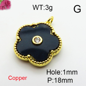 Resin & Zirconia,Brass Pendants,Flower,Plating Gold,Mixed Color,18mm,Hole:1mm,about 3g/pc,5 pcs/package,XFPC03262aajl-G030