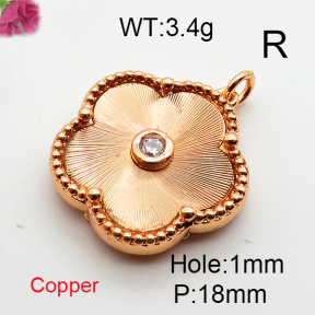 Resin & Zirconia,Brass Pendants,Flower,Plating Rose Gold,Mixed Color,18mm,Hole:1mm,about 3g/pc,5 pcs/package,XFPC03270aajl-G030